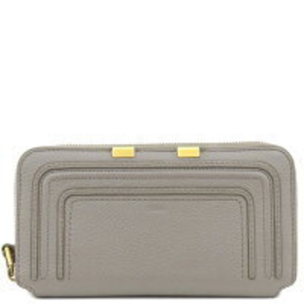 Chloe Marcie long wallet gray grained calfskin round zip